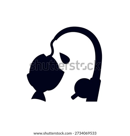 Fishing Pole caught fish rod emoji symbol sign icon vector illustration isolated flat