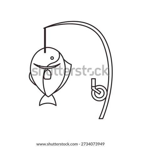 Fishing Pole caught fish rod emoji symbol sign icon vector illustration isolated flat