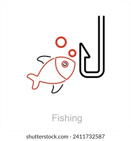 Fishing and pole icon concept
