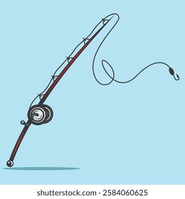 fishing pole isolated in blue background