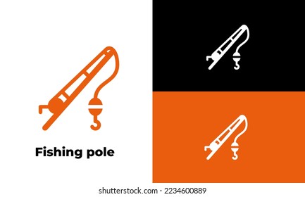 fishing pole vector icon color simple design, symbol camping