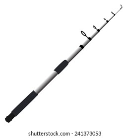 Fishing pole vector isolated on white, fishing rod, sport equipment