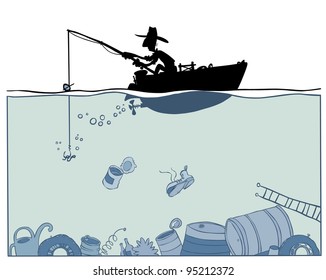 Fishing in polluted environment.