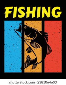 Fishing print template t shirt design