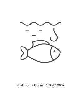 Icono de esquema de línea de proceso de pesca