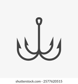 Fishing Quad hook icon. Professional hobby, catch fish