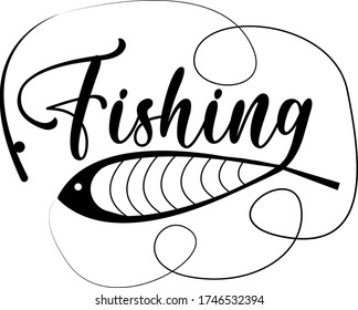 Fishing quote. Fish vector. Black