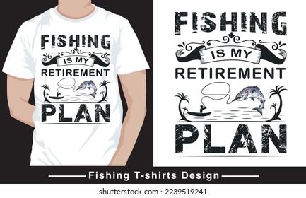 Fishing Quote Typhography vector t-shirt design template. Good for fishing t-shirt, poster, label, emblem print. With fish and mountain, lake vector.