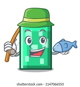 Fishing rectangle mascot cartoon style