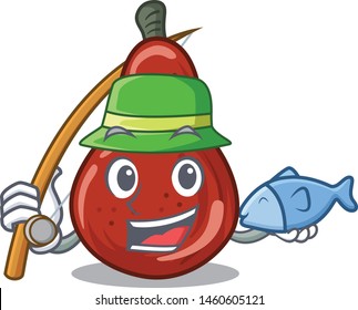 Fishing red pears isolated in the mascot