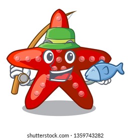 Fishing red starfish in the cartoon shape
