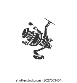 Fishing Reel Icon Silhouette Illustration. Fisherman Tools Vector Graphic Pictogram Symbol Clip Art. Doodle Sketch Black Sign.