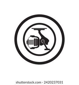 Fishing reel logo icon design vector illustration