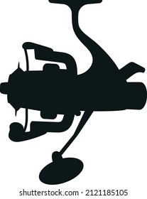 Fishing reel for fishing rod. Fishing reel silhouette