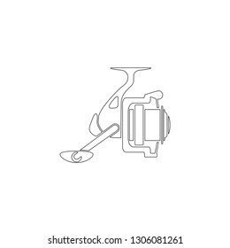Fishing reel. simple flat vector icon illustration. outline line symbol - editable stroke