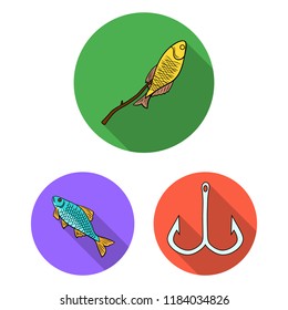 Fishing and rest flat icons in set collection for design. Tackle for fishing vector symbol stock web illustration.