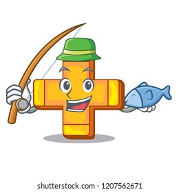 Fishing retro plus sign addition symbol cartoon