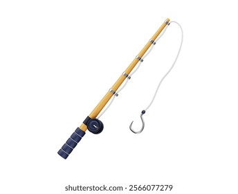 fishing rod 3d render illustration vector