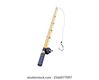 Fishing rod 3d rendering vector illustration icon