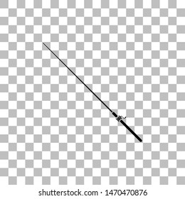 Fishing rod. Black flat icon on a transparent background. Pictogram for your project