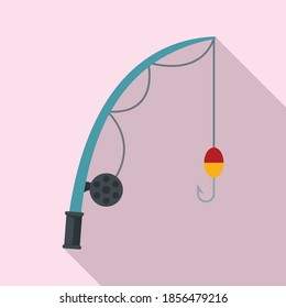 Icono del obturador de la barra de pesca. Ilustración plana del icono del vector de la barra de pesca para el diseño web