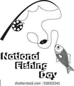 fishing rod and catch a fish on the hook