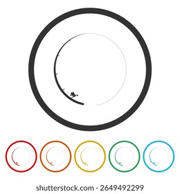 Fishing rod circle icon. Set icons in color circle buttons