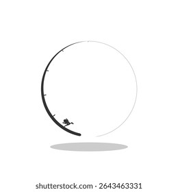 Fishing rod circle icon with shadow