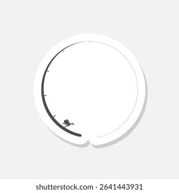 Fishing rod circle icon sticker isolated on gray background