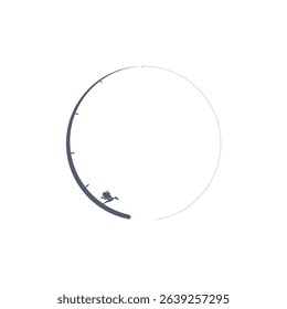 Fishing rod circle logo design isolated on white background