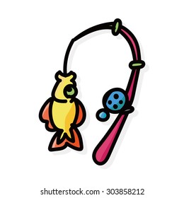 Fishing rod color doodle