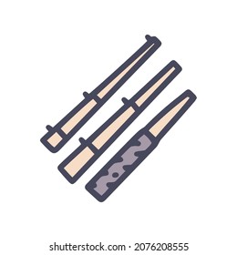 fishing rod color vector doodle simple icon