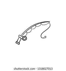 fishing rod doodle icon vector 