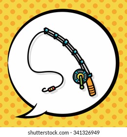 Fishing rod doodle, speech bubble