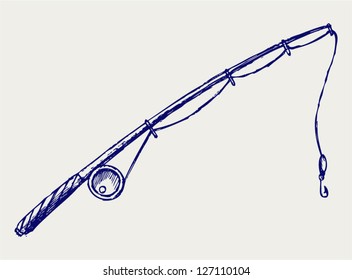 Fishing rod. Doodle style