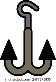 A Fishing rod and fish box icon in line style.