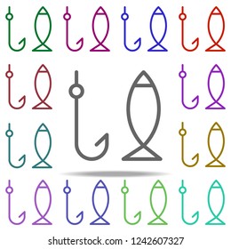 fishing rod fishing fish icon. Elements of autumn in multi color style icons. Simple icon for websites, web design, mobile app, info graphics