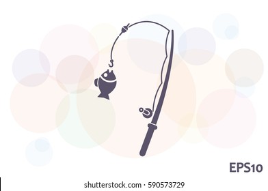 Fishing Rod and a fish icon vector illustration.