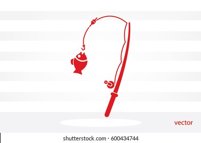 Fishing Rod and a fish icon vector illustration eps10