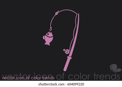 Fishing Rod and a fish icon vector illustration.