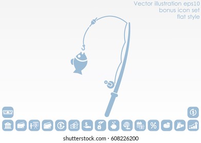 Fishing Rod and a fish icon vector illustration eps10