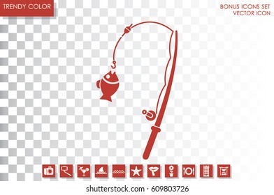 Fishing Rod and a fish icon vector illustration eps10