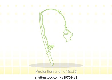 Fishing Rod and a fish icon vector illustration eps10