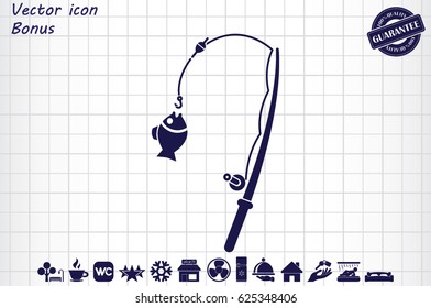 Fishing Rod and a fish icon vector illustration eps10