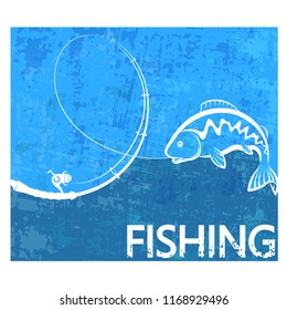 Fishing rod and fish poster