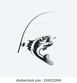 Barra de pesca con gráfico de ilustraciones vectoriales de peces.