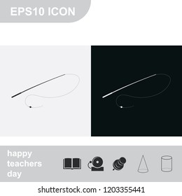 Fishing rod flat black and white vector icon.