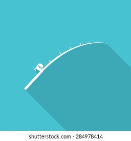 fishing rod flat icon with long shadow.
