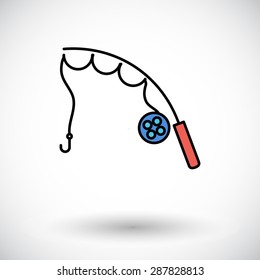 Fishing rod. Flat icon on the white background for web and mobile applications. Vector illustration.