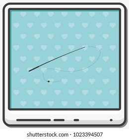 Fishing rod flat vector icon.